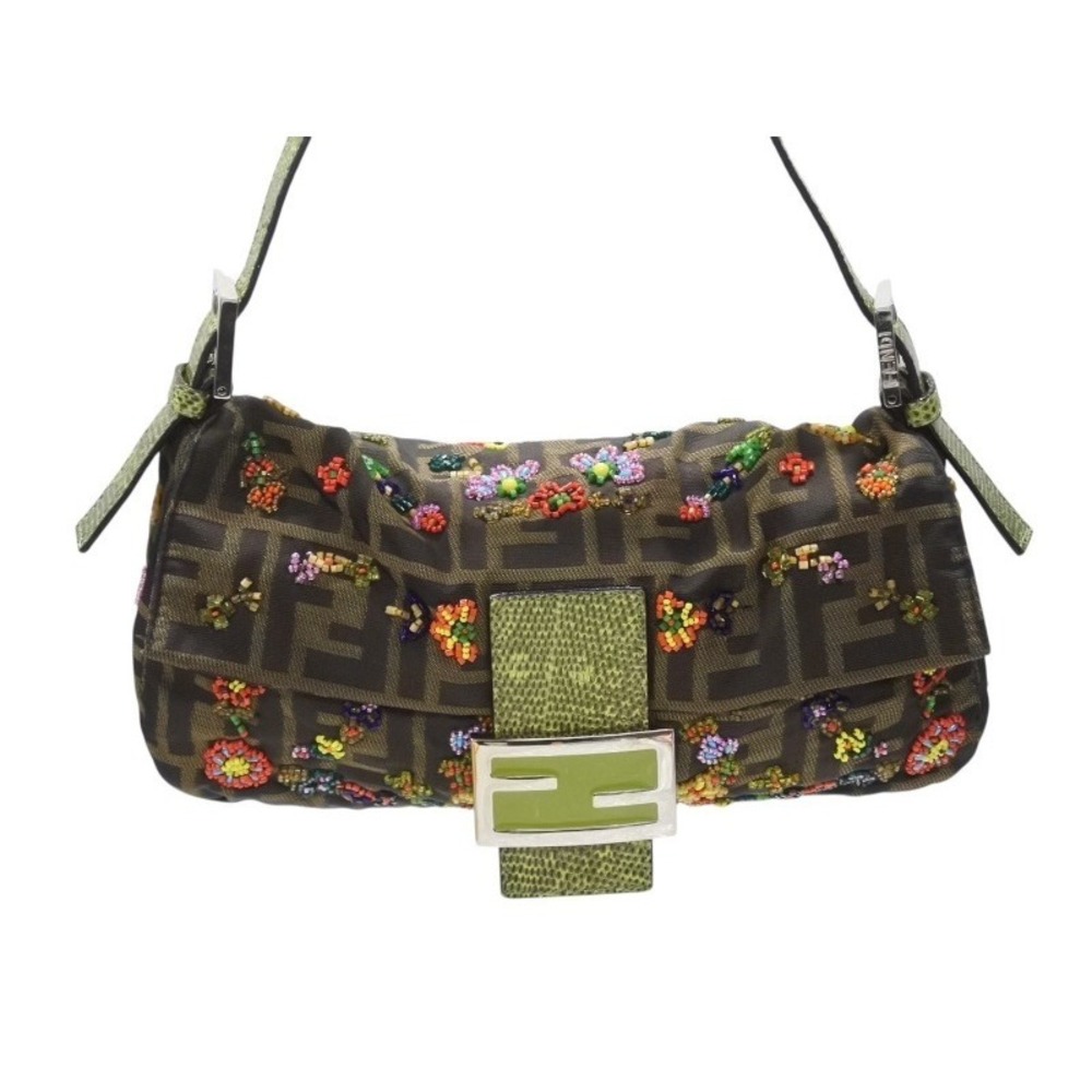 Fendi Hobo logo Shoulder beaded Mamma bag handbag One brown Zucca Bucket